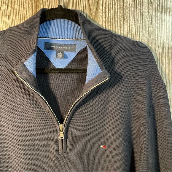 Tommy Hilfiger Cotton Navy Sweater Sz L - Picture 5 of 5